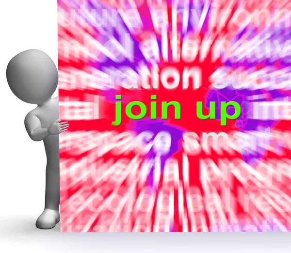 Join Up Word Cloud Sign Shows Joining Membership Register