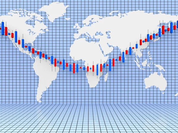 Stocks Graph Shows World Wide And Diagram