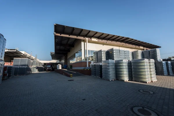 Factory exterior of a bottling facility