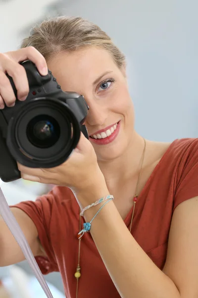 Woman in photography training class