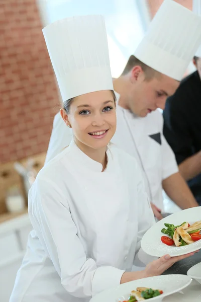 Girl at cooking training course