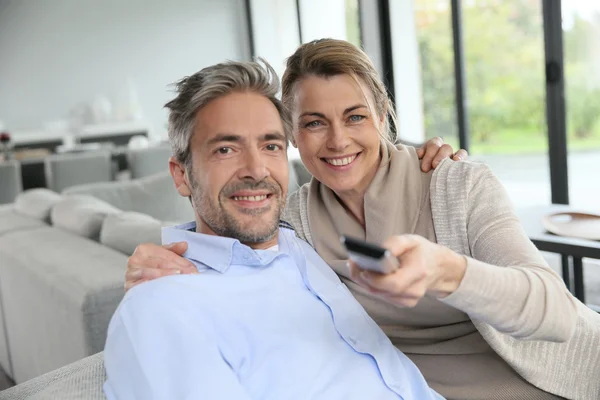 Couple watching television