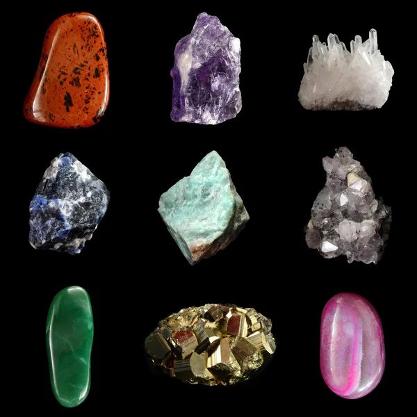 Set of various mineral rocks and stones