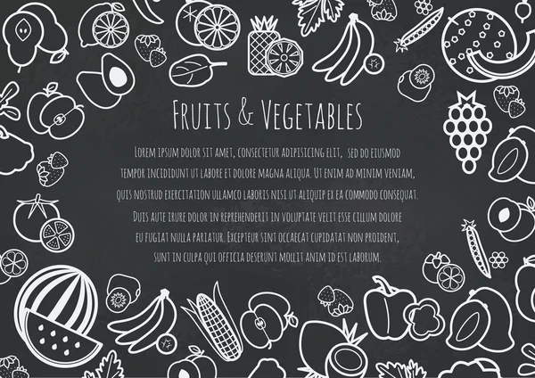 Sketched vegetables and fruits  background