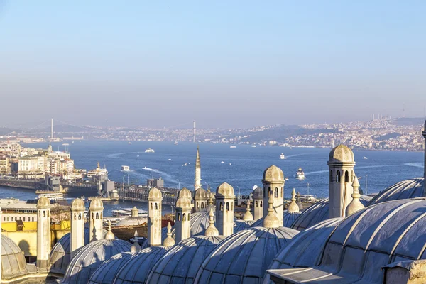 View from Suleymaniye Mosque built by the legendary Ottoman Sultan Suleiman the Magnificent overlooking the Golden Horn