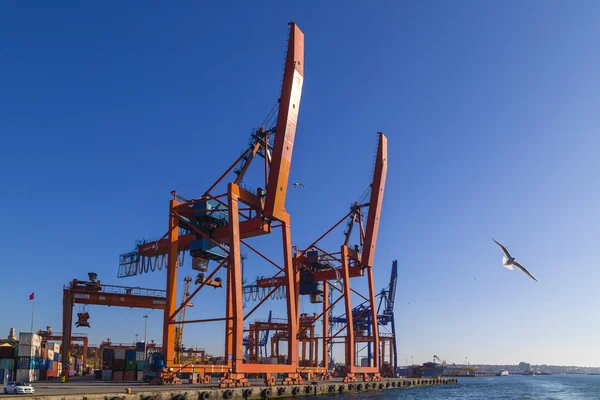 View from Kadikoy commercial dock located at the Kadikoy coast, Asian side of Istanbul, Turkey