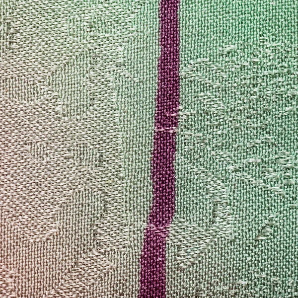 Textile - green and magenta painted silk fabric
