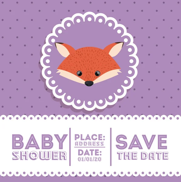 Fox animal baby shower card icon