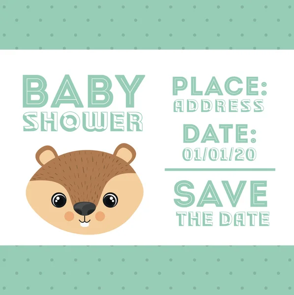 Beaver animal baby shower card icon