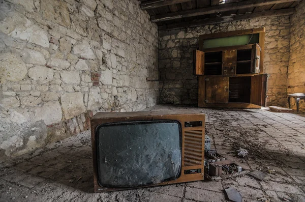 Old television in room