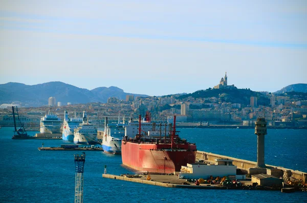 Huge ships in the port of Marseille