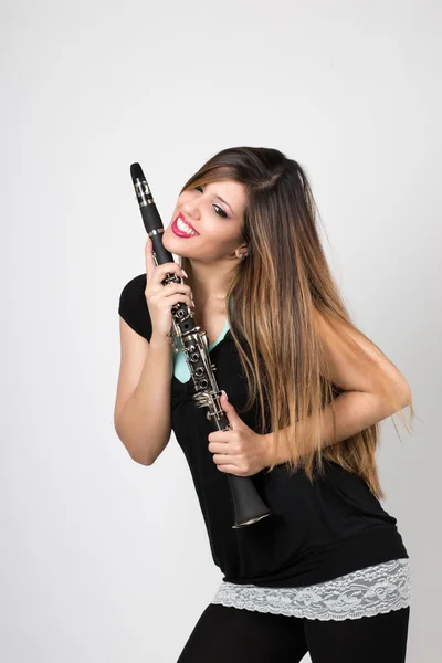 Woman in love with clarinet