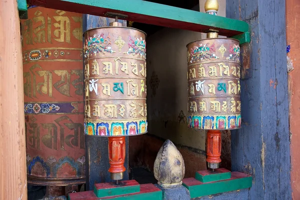 Prayer wheels at the Jampey Lhakhang temple, Chhoekhor, Bhutan
