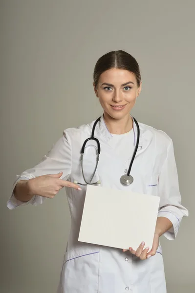 Female doctor with white list