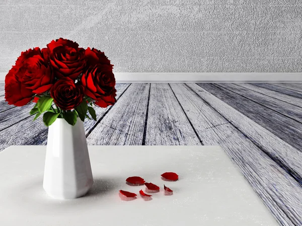 Roses in the vase on the carpet