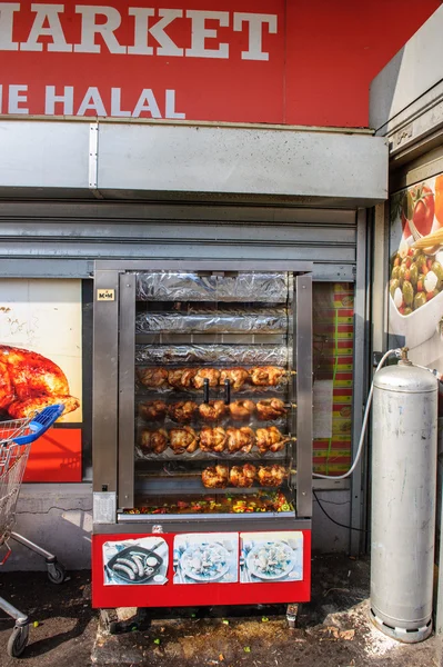 Halal Market with grilled roasted chickens