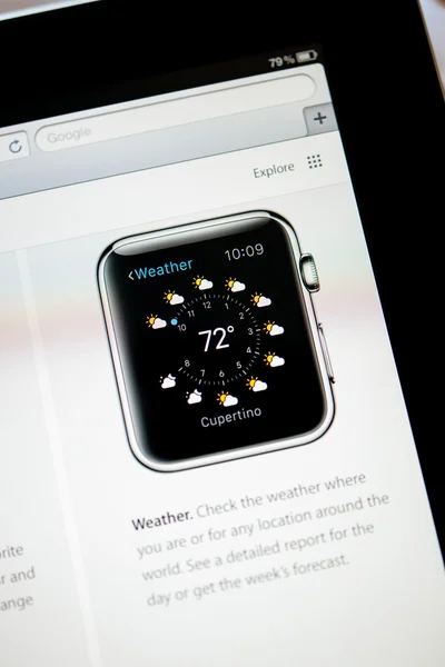 Apple Computers webpage featuring new Apple Watch Weather app