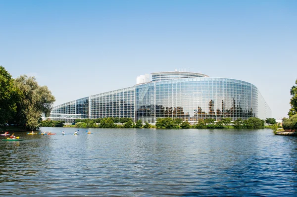 European Parliament in Strasbourg with canoers