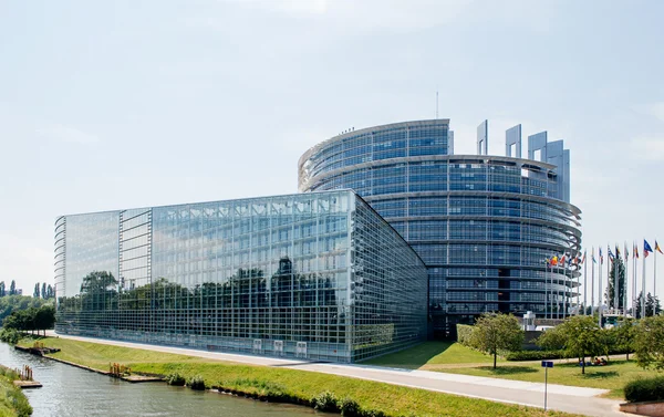 Large facade of the European Parliament in Strasbourg