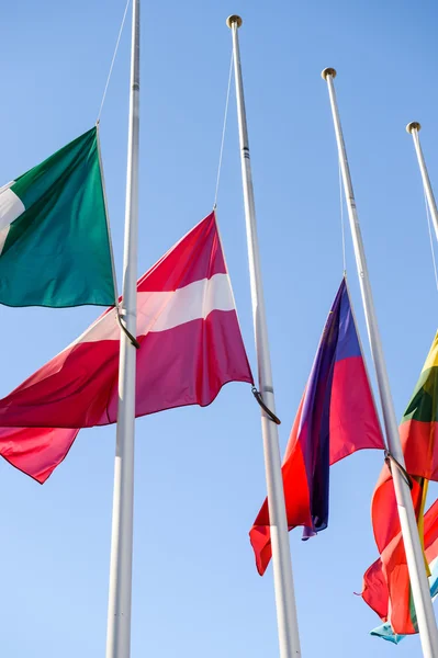 Half-mast flags of all the European Union countries after Paris