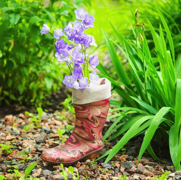 Rain boot in the garden