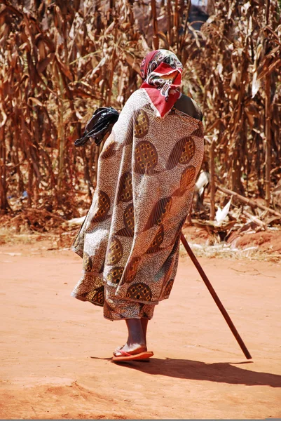 Elderly African woman in her traditional dress-Tanzania-Africa