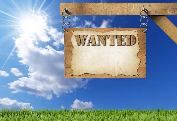 Wanted - Wooden Sign with Chain