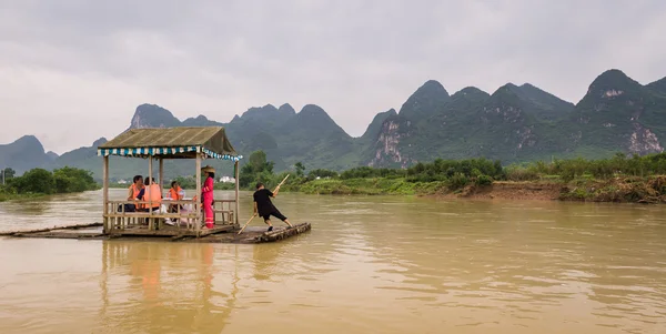 Raft sailing down Li River