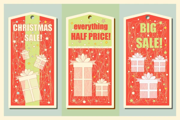 Vintage Christmas and Happy New Year holiday set of sale tags. Christmas sale design. and banners. Vector illustration.