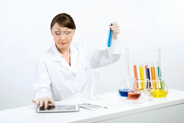 Female scientist making tests