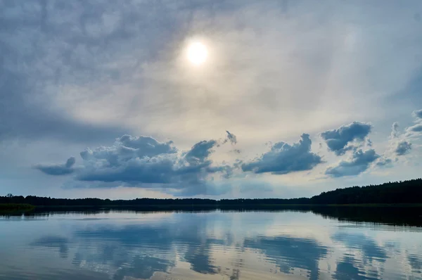 Beautiful panoramic view of the Lemiet lake in Mazury district, Poland. Fantastic travel destination.