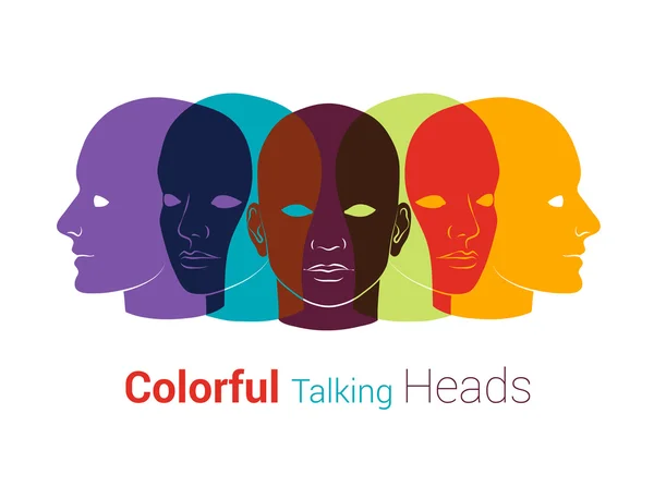 Human heads silhouettes. Group of people talking, working togeth