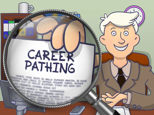 Career Pathing through Magnifier. Doodle Design.