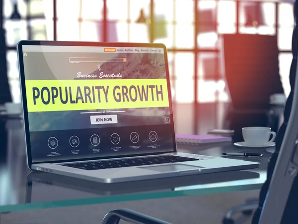 Laptop Screen with Popularity Growth Concept.