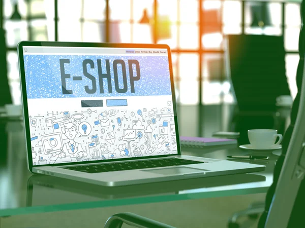 E-Shop - Concept on Laptop Screen.