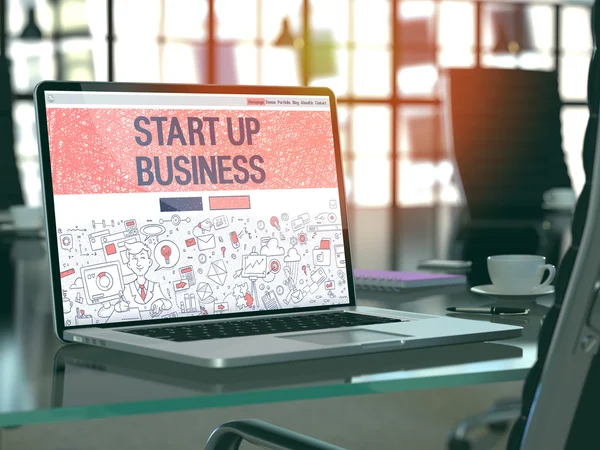 Start Up Business Concept on Laptop Screen.
