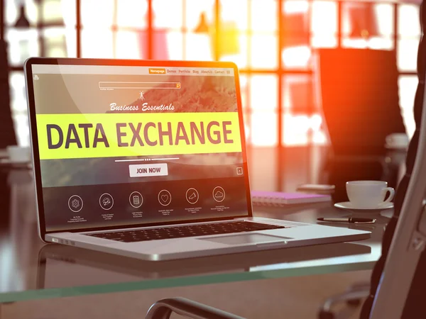 Data Exchange Concept on Laptop Screen.