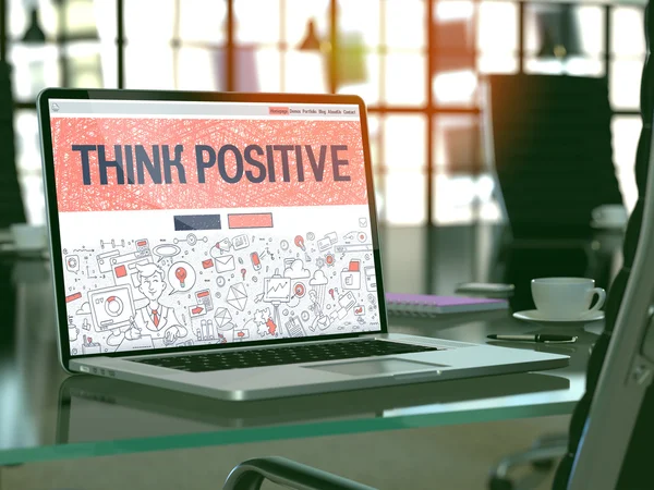 Think Positive Concept on Laptop Screen.