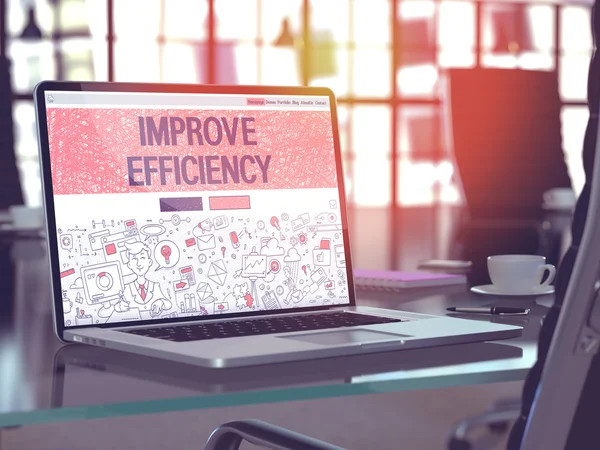 Improve Efficiency on Laptop in Modern Workplace Background.