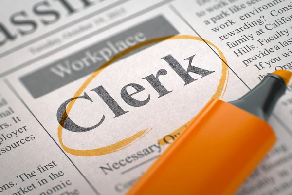Clerk Wanted - Small Advertising in Newspaper.