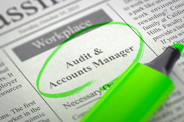 Audit and Accounts Manager Hiring Now.