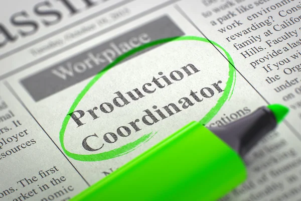 Production Coordinator Job Vacancy.