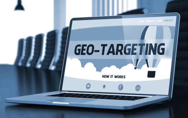 Laptop Screen with Geo-targeting Concept.