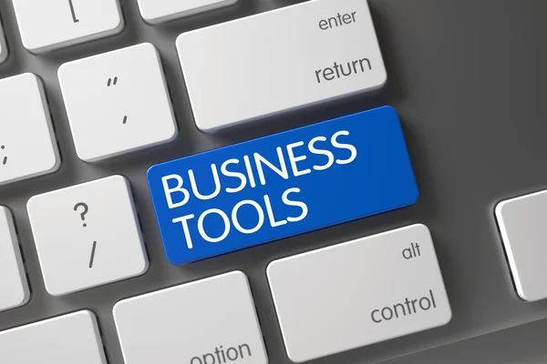 Blue Business Tools Button on Keyboard. 3D Illustration.