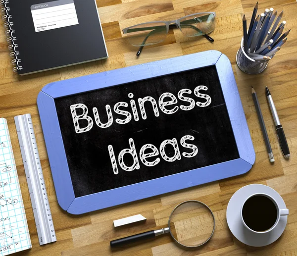 Business Ideas - Text on Small Chalkboard. 3D Illustration.