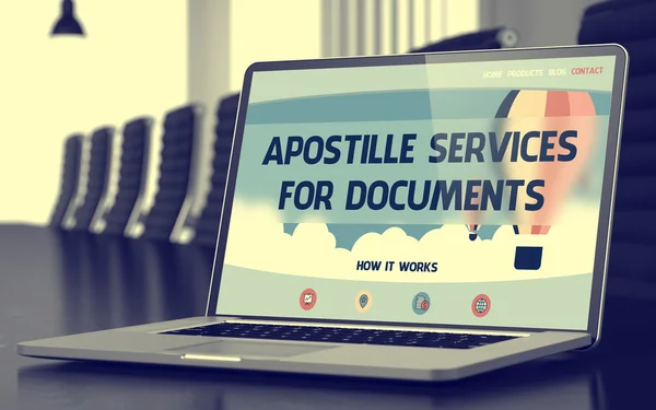 Apostille Services For Documents Concept on Laptop Screen. 3D.