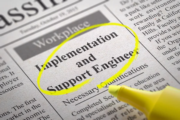 Implementation and Support Engineer Vacancy in Newspaper.