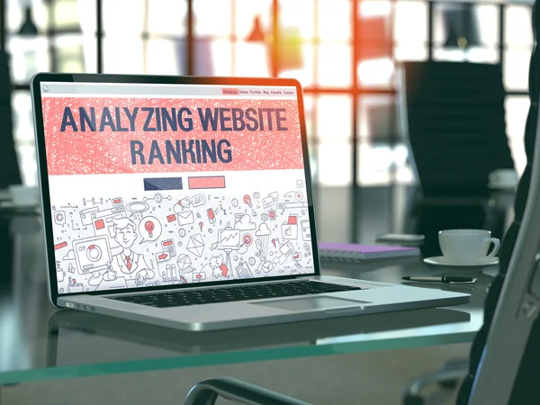 Laptop Screen with Analyzing Website Ranking Concept.