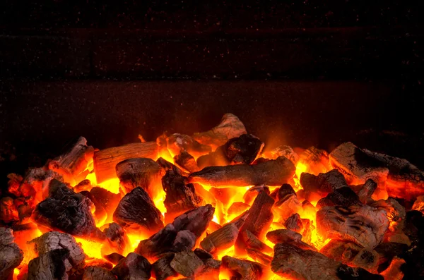 Live-coals burning in barbecue