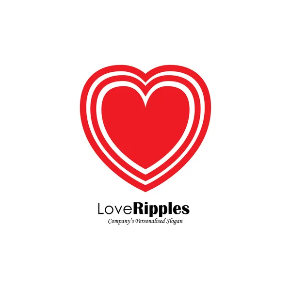 Vector logo icon of heart shape with ripples.